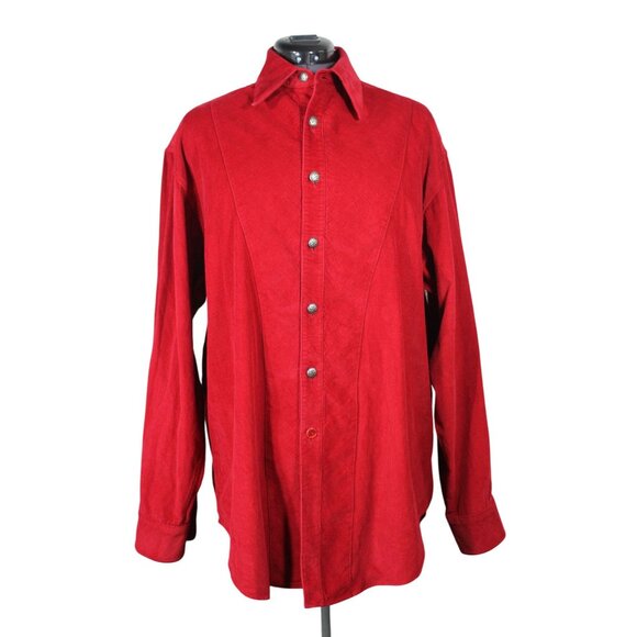Stubbs Red Corduroy Shirt‎ Men’s Size Large Long Sleeve Western Style - Picture 1 of 11
